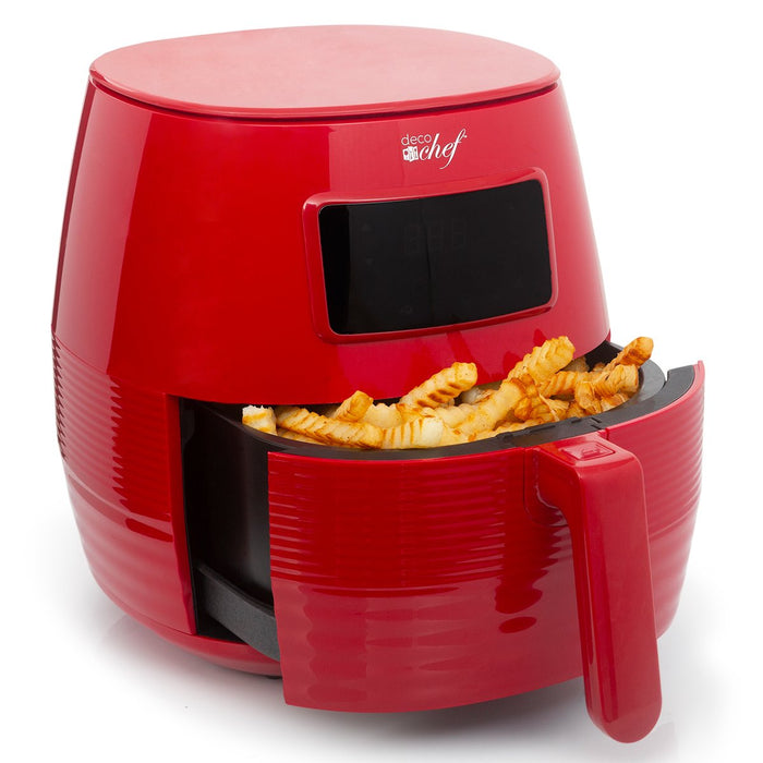 Deco Chef Digital 5.8QT Electric Air Fryer - Healthier & Faster Cooking - Red