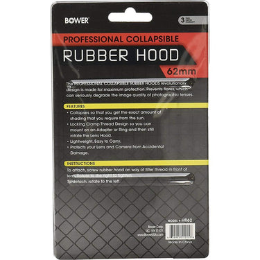 Bower 62mm Universal Rubber Lens Hood in Black- HR62