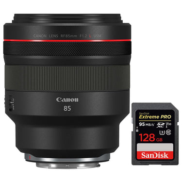 Canon RF 85mm F1.2 L USM Lens for EOS R System RF Mount + 128GB Memory Card
