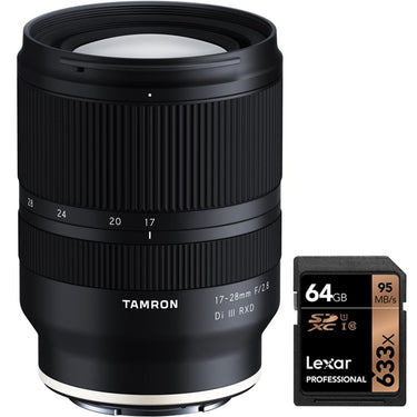 Tamron 17-28mm F/2.8 Di III RXD Lens For Sony Mirrorless with 64GB Memory Card