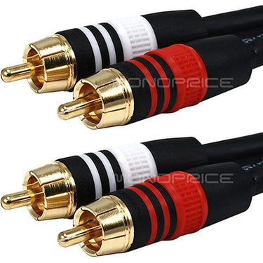 Monoprice 6ft Premium 2 RCA Plug/2 RCA Plug M/M 22AWG Cable - Black