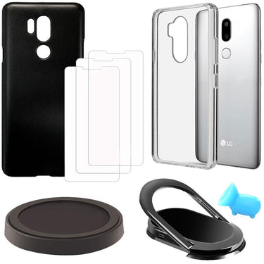 Deco Gear LG G7 Accessories Bundle w/ Hard/Soft Phone Case, Phone Stand, Qi Charger + More