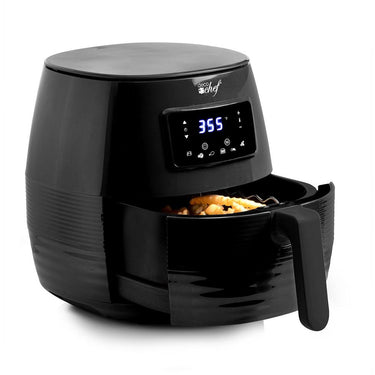 Deco Chef Digital 5.8QT Electric Air Fryer w/ Cut Resistant Gloves & Knife Set - Black