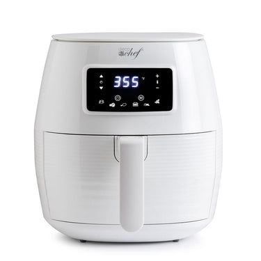 Deco Chef Digital 5.8QT Electric Air Fryer w/ Cut Resistant Gloves & Knife Set - White