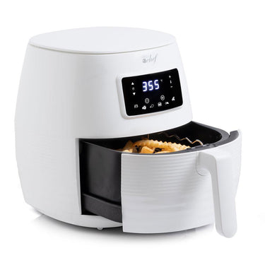 Deco Chef Digital 5.8QT Electric Air Fryer w/ Cut Resistant Gloves & Knife Set - White