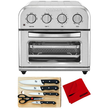 Cuisinart TOA-28 Compact AirFryer Toaster Oven Silver with Knife Set Bundle