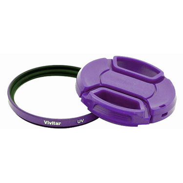 Vivitar 55mm UV Filter and Snap-On Lens Cap, Purple
