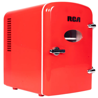 RCA Mini Retro Fridge 6 Can Beverage Compact Refrigerator and Warmer - Red