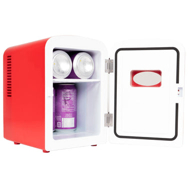 RCA Mini Retro Fridge 6 Can Beverage Compact Refrigerator and Warmer - Red