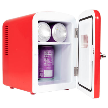 RCA Mini Retro Fridge 6 Can Beverage Compact Refrigerator and Warmer - Red