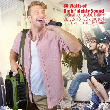 Deco Gear 3-Pack Portable PA Speaker with Wireless Microphone - 80W Power 5000 mAh Battery