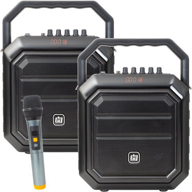 Deco Gear 2-Pack Portable PA Speaker with Wireless Microphone - 30W and 4000 mAh Battery