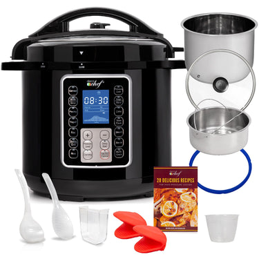 Deco Chef 8 QT 10-in-1 Pressure and Slow Cooker -  Multi-Mode Cooking with Accessories