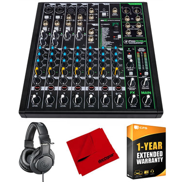 Mackie 10 Channel Professional Effects Mixer + Headphones and Warranty Bundle