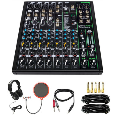 Mackie 10 Channel Professional Effects Mixer with Tascam Headphones Bundle