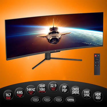 Deco Gear 49"Curved Ultrawide 3840x1080, 32:9 144Hz FreeSync 4ms Gaming Monitor (Open Box)