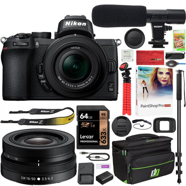 Nikon Z50 Mirrorless Camera 4K Z DX-Format 16-50mm F/3.5-6.3 VR Lens Kit Bundle