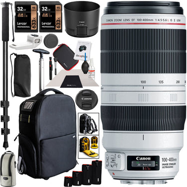 Canon EF 100-400mm F4.5-5.6L IS II USM Lens 9524B002 3 in 1 Case Backpack Bundle