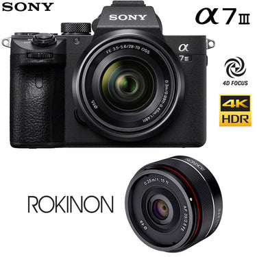Sony ILCE-7M3K/B a7III Mirrorless Camera w/ 28-70mm & 35mm f/2.8 FE Lens (IO35AF-E)