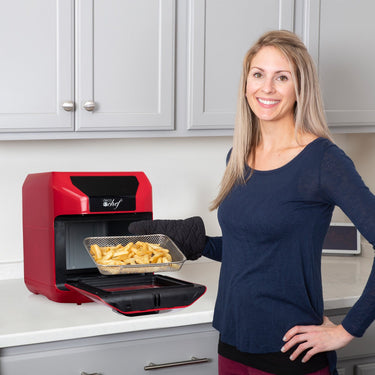 Deco Chef 7-in-1 Digital 10.5QT Air Fryer Convection Oven with Simple Touch Display, Red