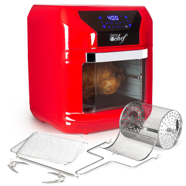 Deco Chef 7-in-1 Digital 10.5QT Air Fryer Convection Oven with Simple Touch Display, Red
