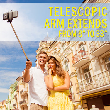 Deco Essentials Telescopic Metal 33" Selfie Stick w/ Tripod and Wireless Remote for iOS/Android