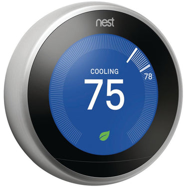 Google Nest Learning Thermostat 3rd Gen, Polished Steel w/ 2x Deco Gear WiFi Smart Plug