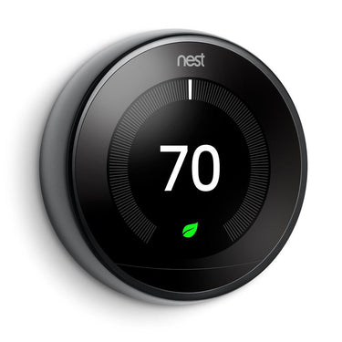 Google Nest Learning Thermostat 3rd Gen, Mirror Black w/ 3x Protect Smoke and CO Alarm