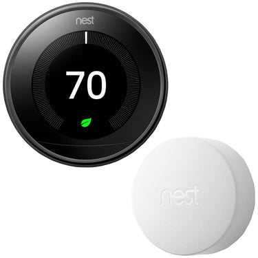 Google Nest Learning Thermostat 3rd Gen, Mirror Black Bundle with Temperature Sensor