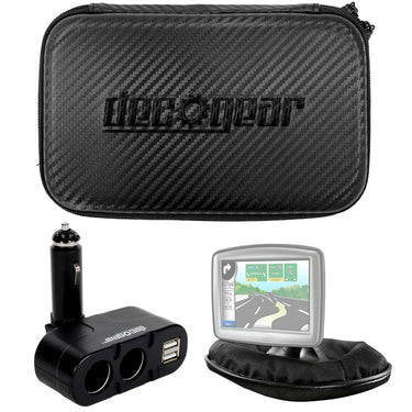 Deco Gear GPS Essentials Bundle with Weighted mount, DC Splitter, and Hard Case