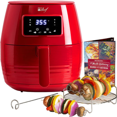 Deco Chef Digital 5.8QT Electric Air Fryer - Healthier & Faster Cooking - Red - Open Box