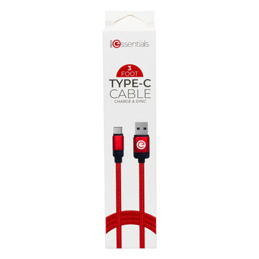 Deco Essentials 3FT Braided Type-C Charge & Sync USB Cable | Transfer Speeds Up to 480Mbps