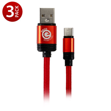 Deco Essentials 6FT USB Type-C Charge & Sync Cable | Transfer Speeds Up to 480Mbps (3-Pack)