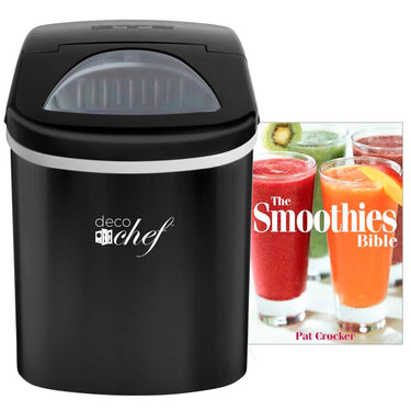 Deco Chef Black Compact Electric Top Load Ice Maker with The Smoothies Bible Recipe Book