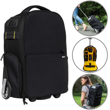 Deco Gear 3-in-1 Travel Camera Case Trolley Backpack with Pro 59" Tripod and Cleaning Kit