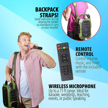 Deco Gear Portable PA Speaker with Wireless Microphone - 80W Power and 5000 mAh (Open Box)