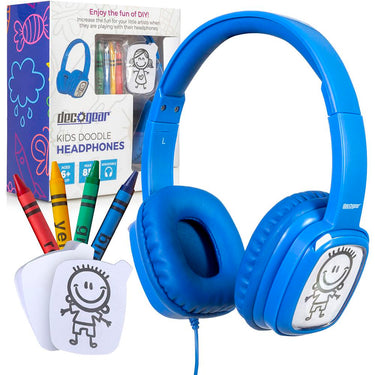 Deco Gear Kids' Over-Ear Blue Customizable Doodle Headphones Open Box