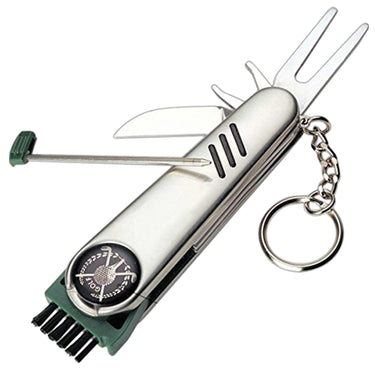 Deco Essentials Stainless Steel 7-in-1 Multi-Function Golf Tool - Fix Divots, Clean Clubs, Play
