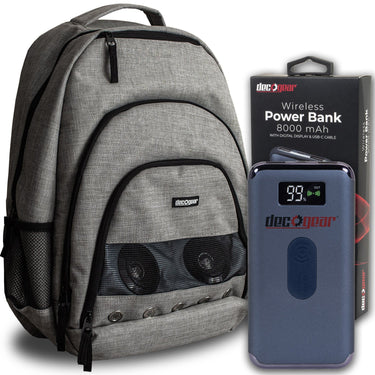 Deco Gear Wireless Speaker Backpack with 10,000 mAh Power Bank w/ extra 8000 mAh Powerbank