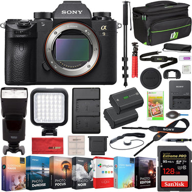 Sony Alpha a9 24.2MP Mirrorless Digital Camera Body Kit + Deco Gear Case Flash Bundle