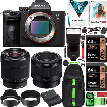 Sony a7 III Mirrorless 4K Camera 2 Lens Kit 28-70mm + 50mm Case 2 Battery Pro Bundle