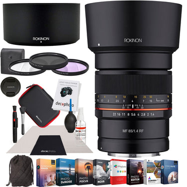 Rokinon 85mm F1.4 Full Frame Telephoto Prime Lens for Canon RF Mirrorless Camera Bundle