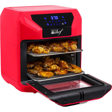 Deco Chef 7-in-1 10.5QT Air Fryer Convection Oven with Display, Red Open Box