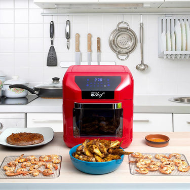 Deco Chef 7-in-1 10.5QT Air Fryer Convection Oven with Display, Red Open Box