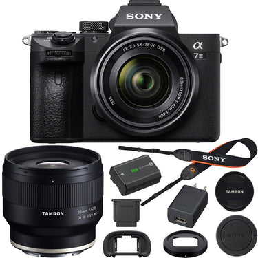 Sony Alpha a7 III Mirrorless Digital Camera w/ 28-70mm + Tamron 35mm F2.8 Di III Lens