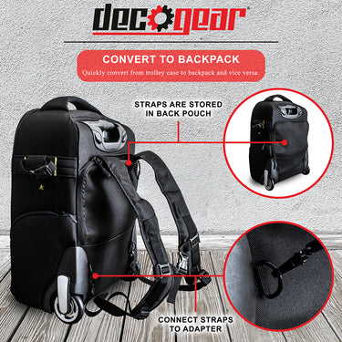 Deco Gear 3-in-1 Travel Camera Case - Waterproof Trolley Backpack; Carry On Bag - Open Box