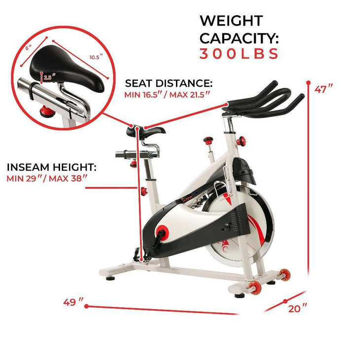 Sunny Health and Fitness SF-B1509 Exercise Belt Drive Bike Premium Indoor Cycling