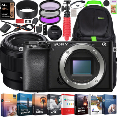 Sony a6100 Mirrorless Camera 4K Body + FE 50mm F1.8 Lens Kit SEL50F18F Bundle