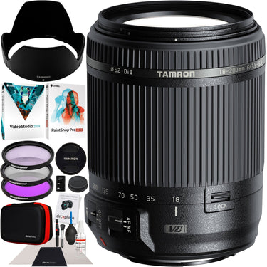 Tamron 18-200mm F/3.5-6.3 Di II VC Lens Kit for Canon EF Mount DSLR Cameras B018 Bundle
