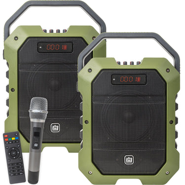 Deco Gear 2-Pack Portable PA Speaker with Wireless Microphone - 80W Power 5000 mAh Battery